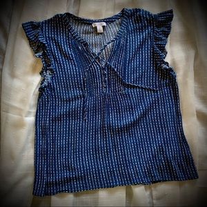 Blue and White Sleeveless Top